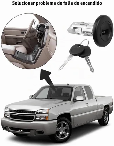 Vista 3 de Interruptor de cilindro de cerradura de encendido con llaves, reemplazo US-312L D1469G, conjunto de encendido compatible con Chevy Avalanche Blazer
