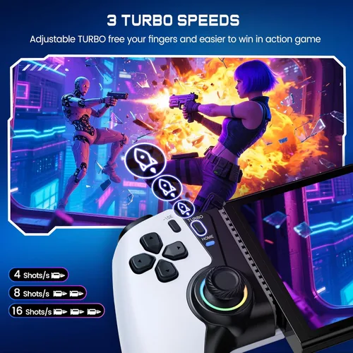 Vista 6 de Controlador de teléfono inalámbrico para iPhone/Android/Switch 1/2/OLED/iPad Mini con Hall Joystick, controlador de juegos móvil LED para iOS