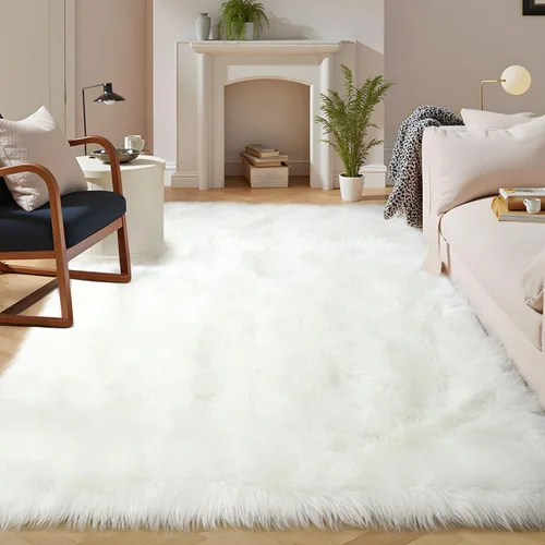 Vista 56 de Latepis - Alfombra rectangular de piel sintética tipo lana de oveja suave y esponjosa de estilo bohemio para sala de estar, dormitorio y residencias