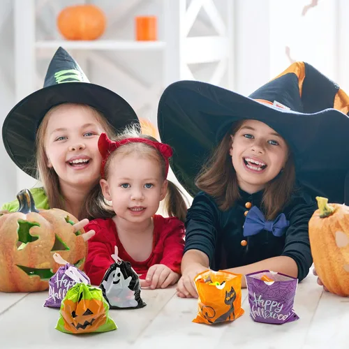 Vista 4 de Paquete de 72 bolsas de Halloween – Bolsas de golosinas, dulces, golosinas, regalos de fiesta y bolsas de truco o trato para fiestas