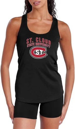 Vista 71 de Camiseta deportiva sin mangas oficial de NCAA Collegiate para mujer, con espalda cruzada, colección con logotipo primario