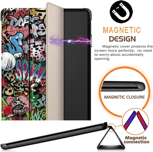 Vista 3 de Funda para Xiaomi Pad 6, Slim Stand Hard Back Shell Funda protectora inteligente para Xiaomi Pad 6 Pro 11 "con función de encendido/apagado Graffiti