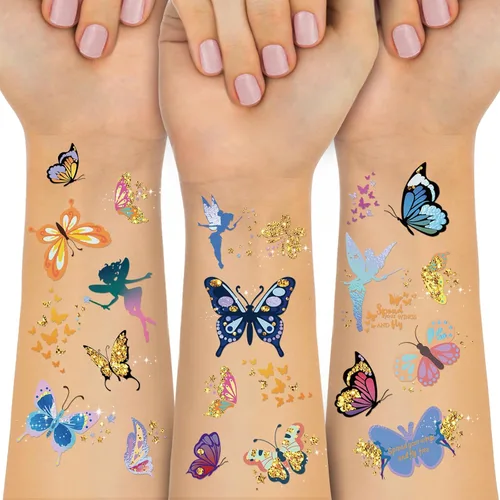 Vista 9 de Yazhiji - Tatuajes temporales impermeables – 60 hojas, pequeña colección de tatuajes falsos, flores, coronas, estrellas, animales, mariposas
