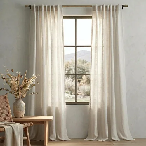 Vista 104 de Mrs.Naturall Cortinas negras de 45 pulgadas de largo, cortinas cortas de lino transparente para privacidad para cocina, dormitorio, ventanas