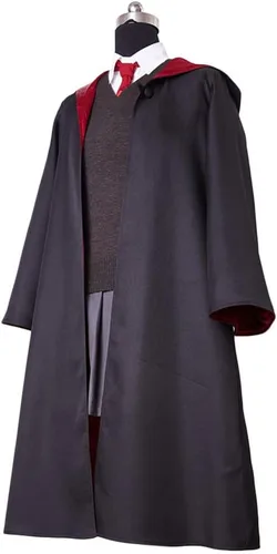 Vista 2 de Disfraz de bruja para mujer, disfraz de cosplay de bruja, uniforme escolar mágico, bata de bruja, falda, camisa de Halloween