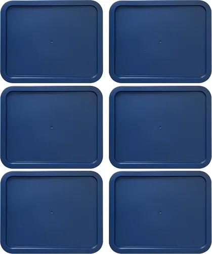 Vista 8 de Tapas de repuesto para recipientes de vidrio Pyrex para almacenamiento de alimentos de 3 tazas, (7.75 x 5.75 pulgadas), tapas rectangulares de Azul