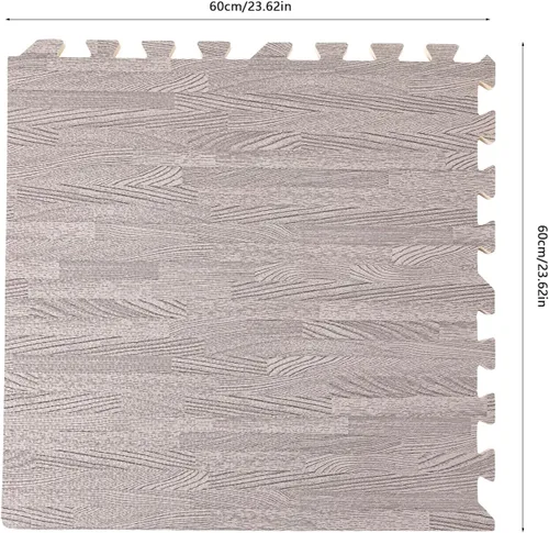 Vista 4 de Azulejos de espuma estampada de 0.4 pulgadas de grosor, 24 x 24 pulgadas, 25 piezas, suelo protector estilo grano de madera, para el hogar