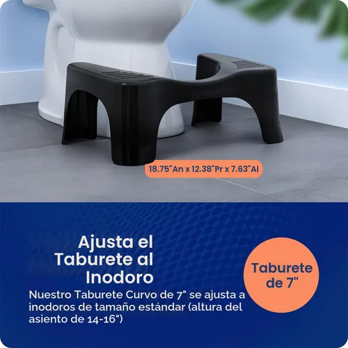 Vista 5 de Squatty Potty The Original - Taburete de inodoro de baño, ligero curvo con diseño elegante y moderno, negro, 7 pulgadas