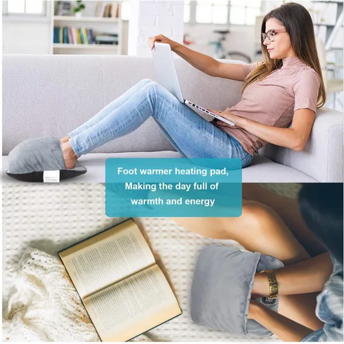 Vista 6 de Calentador de pies eléctrico con calefacción, calentador de pies para hombres y mujeres con 3 ajustes de temperatura, apagado automático de 45