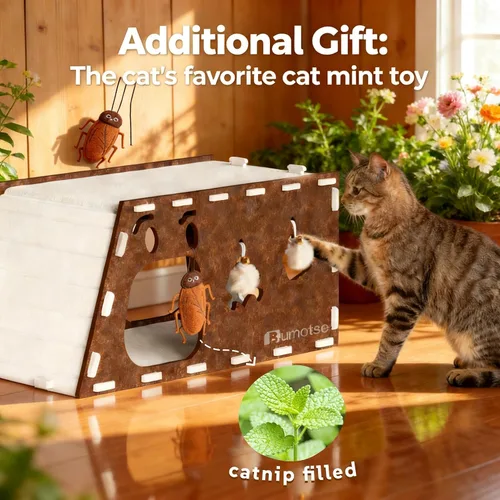 Vista 4 de Cueva de fieltro para gatos de interior, túnel modular escondite para gatos grandes de hasta 22 libras, acogedor condominio de fieltro lavable