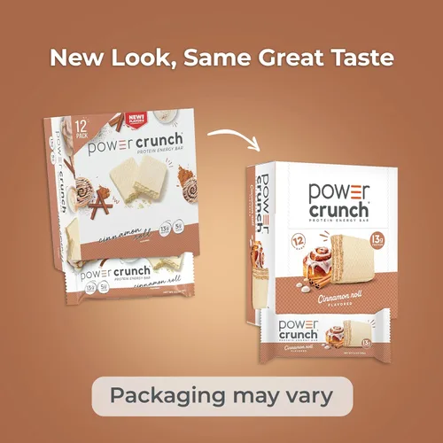 Vista 7 de Barritas de gofre de proteína Power Crunch, snacks altos en proteínas con delicioso sabor, rollo de canela, 1.4 onzas (12 unidades)
