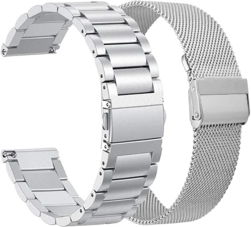 Vista 8 de ViCRiOR Compatible con Amazfit Active 2/GTS 4 Mini/GTS 4 /GTS 3/GTS 2/2 Mini/2e, paquete de 2 correas de malla de acero inoxidable de repuesto