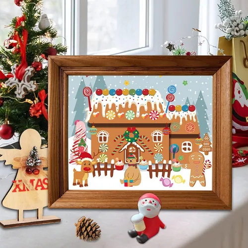 Vista 6 de VABAMNA Artículos de Fiesta de Navidad para Niños - 30 Hojas Haz una Casa de Pan de Jengibre Pegatinas de Manualidades DIY Escenas para Actividades