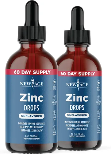 Vista 9 de NEW AGE - Gotas de zinc líquido para todas las edades – Sulfato de zinc para apoyo inmunológico, vegano, sin OMG y sin gluten, suministro para 30