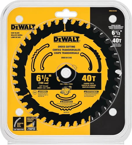 Vista 8 de DEWALT Hoja de sierra circular, 6 1/2 pulgadas, 40 dientes, para estructura (DWA161240)