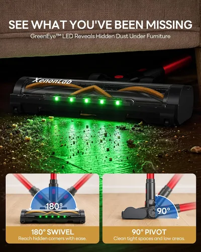 Vista 11 de Aspiradora inalámbrica para el hogar 55 minutos/45 kPa/550 W Ligero, antienredos, pantalla LED, filtro HEPA, autoportante, cepillo flexible
