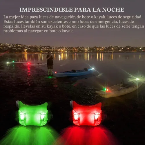Vista 3 de Kayak Lights for Night Kayaking, Battery Operated Red and Green Navigation Lights for Dinghy, Canoe, Jetski