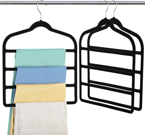 Vista 8 de Percha de terciopelo para pantalones y ropa para ahorrar espacio, perchas antideslizantes para jeans Beige