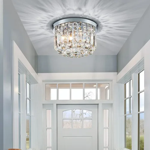 Vista 6 de AGV LIGHTING 16061 K9 Lámpara de techo empotrada de cristal, cerca del techo, diseño moderno, 3 luces, perfecta para vestíbulo, sala de estar, D12 x