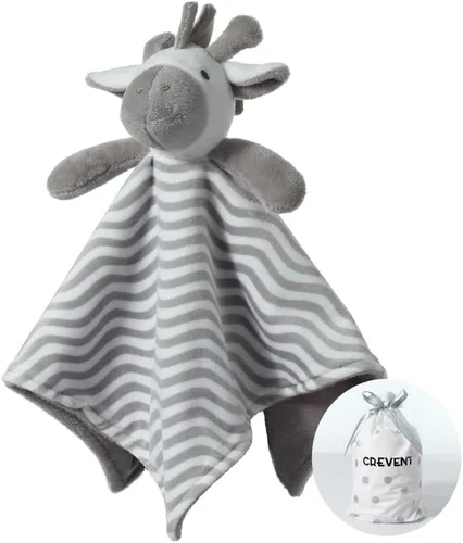 Vista 18 de CREVENT Mantas de bebé suaves y acogedoras para niños y niñas + manta de seguridad, juego con una bolsa de regalo esenciales para recién nacidos Gris