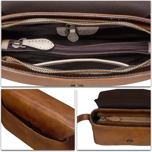 Vista 7 de Bolsos cruzados de cuero genuino para mujer hechos a mano bolsos vintage