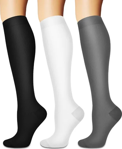 Vista 31 de Calcetines de compresión para mujeres y hombres circulación (3 pares) son el mejor apoyo para correr, atletismo, ciclismo, senderismo