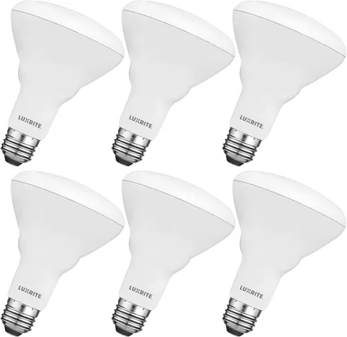 Vista 10 de LUXRITE Paquete de 6 bombillas LED BR30, equivalente a 65W, blanco cálido 2700K, regulables, 650 lúmenes, focos LED, 8.5W, Energy Star, base mediana