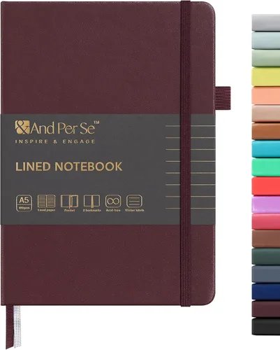 Vista 53 de ⩓ Per Se Cuaderno de Diario con Líneas (3 Paquetes), 160 Páginas Papel Grueso 100GSM, A5 Tapa Dura Cuadernos con Rayas Universitarias para Escribir