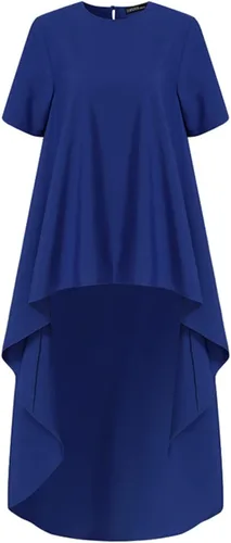 Vista 3 de ZANZEA Women's Irregular Hem High Low Asymmetrical Tunic Top Short Sleeve Casual Ruffle Blouse Shirts Tops