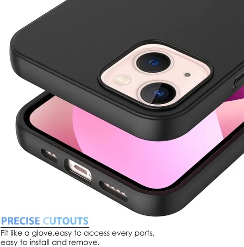 Vista 4 de Funda Puxicu para iPhone 13, cubierta protectora de TPU suave mate de diseño delgado para iPhone 13, negra
