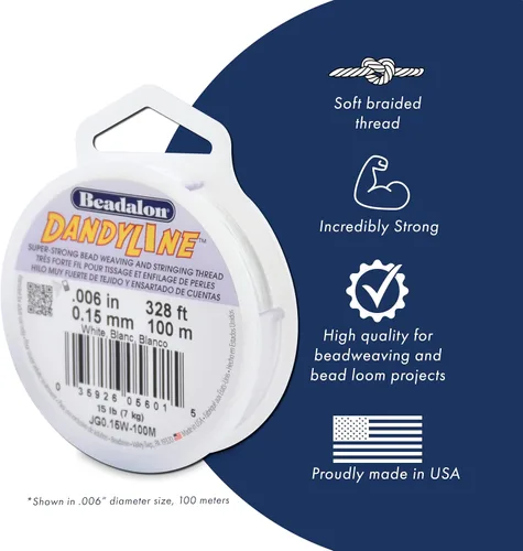 Vista 2 de Beadalon Dandyline - Hilo para tejer y atar cuentas, 0.005 in / .004 pulgadas, negro, 82.0 ft