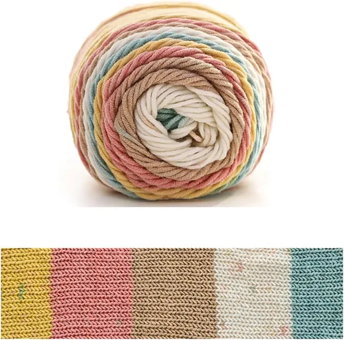 Vista 19 de Hilo de color de algodón para tartas, hilo multicolor arcoíris para tejer y tejer a ganchillo, 2 bolas de 7.05 oz, 45% algodón, 55% acrílico, hilo