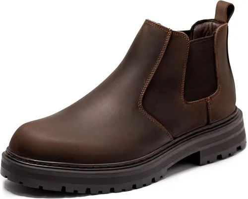 Vista 9 de Holy dove Botas Chelsea con plataforma y puntera ancha para hombre, botas casuales de vestir al tobillo