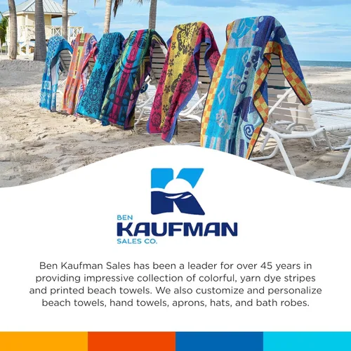 Vista 5 de Kaufman - Toallas de playa suaves de gran tamaño a granel Toallas de rizo de algodón impresas a granel de 30 x 60 pulgadas Toallas gruesas 100%