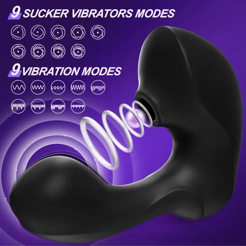 Vista 3 de Juguetes sexuales de succión con vibrador para adultos, vibradores de succión de rosa de doble estimulación con 9 modos de vibración y succión