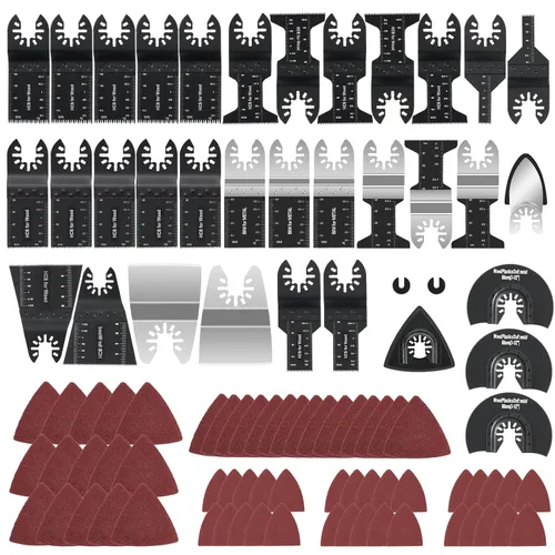 Vista 8 de CaRoller 100 Piezas hojas de sierra oscilantes, cuchillas de herramientas oscilantes universales, kits de cuchillas multiherramienta para madera