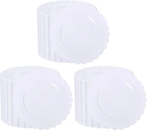 Vista 15 de SUT 72 platos negros, platos de plástico negro con borde dorado, platos desechables resistentes, platos llanos de plástico de 10.25 pulgadas, platos