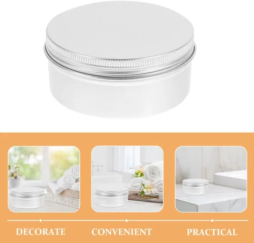 Vista 3 de 5pcs 100ml Silver Aluminum Jar Containers for Face Cream