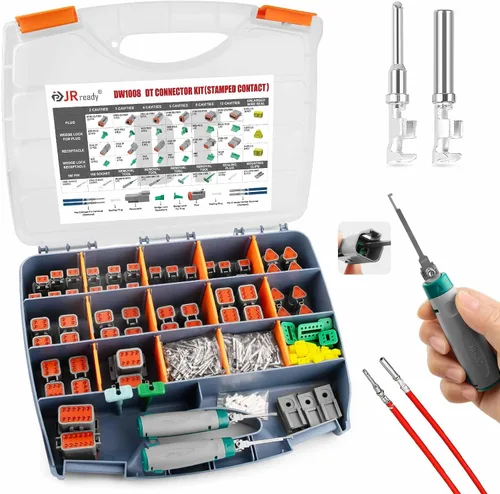 Vista 9 de Kit de conectores Deutsch JRready DW1008, conector de 2 pines gris, conector impermeable DT de 3, 4, 6, 8, 12 pines, contactos estampados