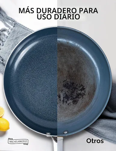 Vista 6 de MICHELANGELO - Sartén pequeña para freír - Sartén antiadherente de 8 pulgadas con tapa, sartén de tortilla no tóxica con mango de acero inoxidable