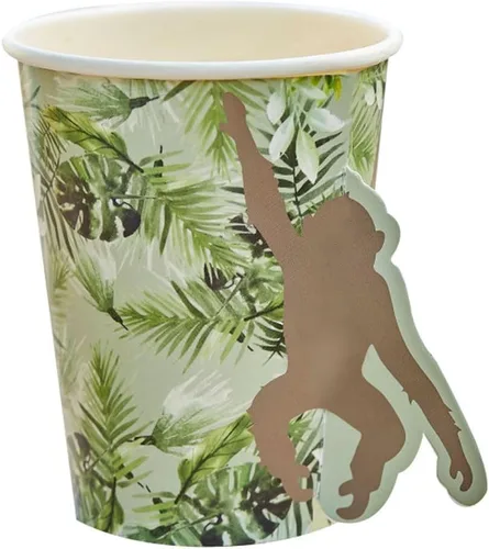 Vista 4 de Ginger Ray Decoración de confeti de mesa de fiesta con temática de safari ecológico con hojas de selva y mono