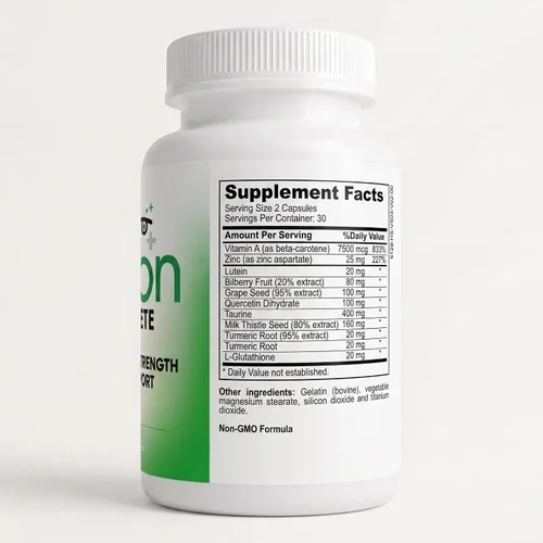 Vista 2 de Suplemento dietético Instant visión máxima fuerza visión apoyo fórmula, 60 cápsulas