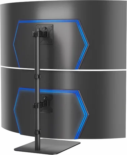 Vista 11 de VIVO Soporte de escritorio para monitor dual con base de vidrio templado, soporte LCD independiente, mantiene dos pantallas ultra amplias de hasta