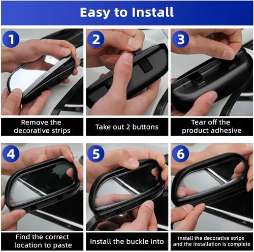 Vista 8 de Espejo de punto ciego, paquete de 2 unidades, espejo lateral para automóvil, punto ciego, ajustable, auxiliar, gran angular, espejo retrovisor