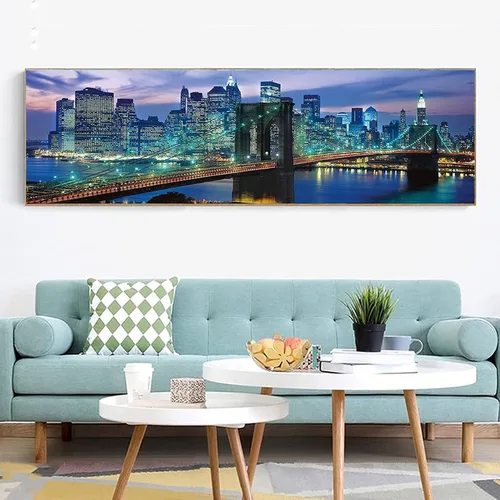 Vista 2 de YALKIN Kits de pintura de diamantes grandes 5D para adultos (35.43 x 11.8 pulgadas), taladro redondo completo, arroyo, puente, imágenes, arte