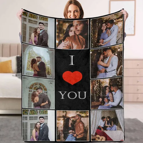 Vista 20 de YESCUSTOM Manta personalizada con fotos y texto, Manta familiar personalizada para adultos, niños y amigos, para cumpleaños, regalo conmemorativo