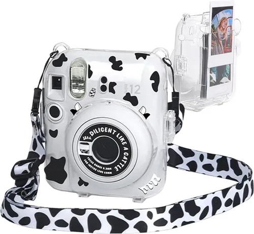 Vista 10 de Funda transparente Mini 12 con bolsillo para película para cámara instantánea Fujifilm Instax Mini 12, vitrina con correa de hombro ajustable Funda