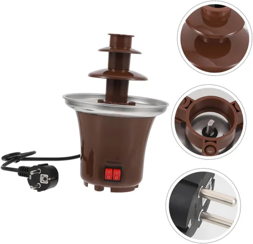Vista 7 de FUOYLOO Máquina de fuente de fondue de chocolate con diseño resistente a la temperatura para fiestas y reuniones familiares para galletas, fresas