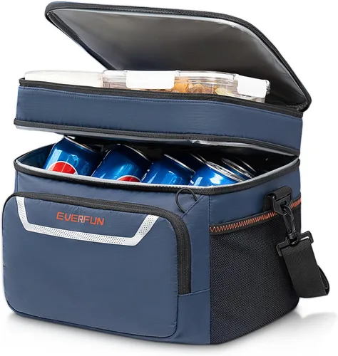 Vista 14 de EVERFUN Pequeña bolsa más fresca 24 latas doble cubierta impermeable Negro
