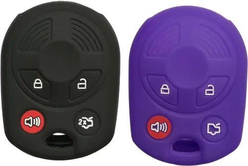 Vista 5 de Funda protectora de silicona para llavero de 4 botones con entrada sin llave y control remoto para Ford Escape Explorer Mustang Transit Fusion Focus